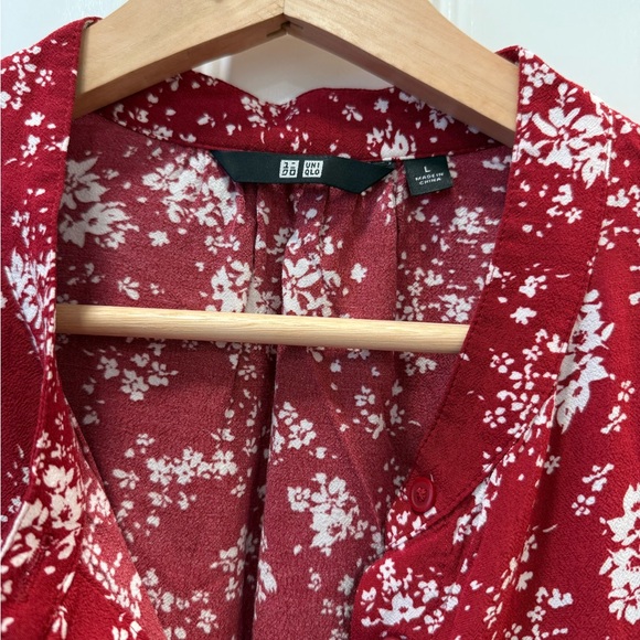 Uniqlo Floral Print Shirt Dress in Red - Picture 4 of 7